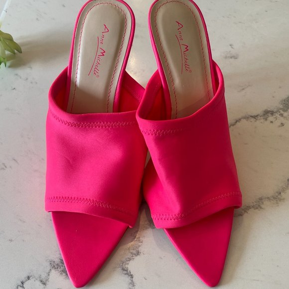 Anne Michelle Pink Stretch Point Toe Heel Sandals Sz 10 - Picture 9 of 15